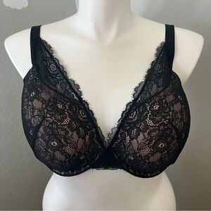 Auden Women’s 40G New Sublime Black Lace Plunge Coverage Push Up Bra